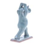 Celadon ceramic figurine, 'Elephant Warrior Pose' - Hand Made Celadon Ceramic Elephant Yoga-Themed Figurine