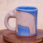 Celadon ceramic mug, 'Morning Joe' - Hand Made Celadon Ceramic Elephant Mug from Thailand