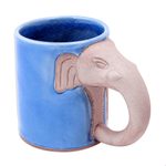 Celadon ceramic mug, 'Morning Joe' - Hand Made Celadon Ceramic Elephant Mug from Thailand
