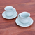 Celadon ceramic cup and saucer set, 'Tea Flowers' (pair) - Celadon Ceramic Cup and Saucer Set from Thailand (Pair)