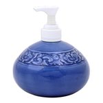 Celadon ceramic soap dispenser, 'Fragrant Bath' - Hand Crafted Celadon Ceramic Floral Soap Dispenser