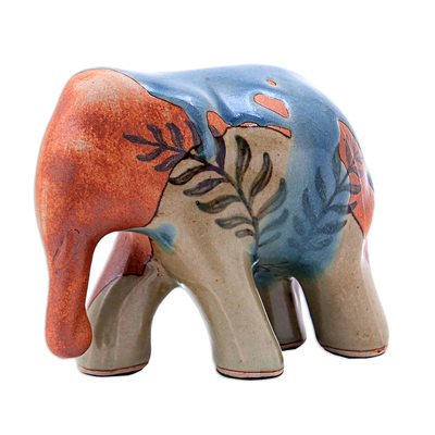 Artisan Crafted Celadon Ceramic Elephant Sculpture