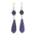 Agate dangle earrings, 'Midnight Rain' - Hand Threaded Blue Agate Dangle Earrings from Thailand (image 2a) thumbail