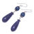 Agate dangle earrings, 'Midnight Rain' - Hand Threaded Blue Agate Dangle Earrings from Thailand (image 2c) thumbail