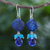 Quartz and lapis lazuli dangle earrings, 'Blueberry Candy' - Handmade Quartz and Lapis Lazuli Dangle Earrings (image 2) thumbail