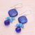 Quartz and lapis lazuli dangle earrings, 'Blueberry Candy' - Handmade Quartz and Lapis Lazuli Dangle Earrings (image 2b) thumbail