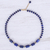 Gold-plated lapis lazuli and hematite pendant necklace, 'Golden Orbit' - Gold-Plated Lapis Lazuli and Hematite Pendant Necklace