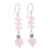 Chalcedony and rose quartz dangle earrings, 'Pink Clouds' - Hand Made Chalcedony and Rose Quartz Dangle Earrings