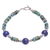 Lapis lazuli and hematite beaded pendant bracelet, 'Earth Orbit' - Hand Crafted Lapis Lazuli and Hematite Pendant Bracelet