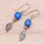 Chalcedony and hematite dangle earrings, 'Mystical Origin' - Blue Chalcedony and Hematite Dangle Earrings from Thailand