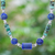 Lapis lazuli and hematite pendant necklace, 'Earth Orbit' - Handmade Lapis Lazuli and Hematite Pendant Necklace thumbail