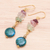 Gold-plated multi-gemstone dangle earrings, 'Venus Garden' - Hand Made Gold-Plated Multi-Gemstone Dangle Earrings
