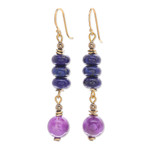 Gold-plated multi-gemstone dangle earrings, 'Sweet Tarts' - Gold-Plated Multi-Gemstone Dangle Earrings from Thailand
