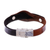Leather wristband bracelet, 'Unwavering in Brown' - Handmade Leather and Stainless Steel Wristband Bracelet (image 2e) thumbail