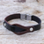 Leather wristband bracelet, 'Unwavering in Dark Brown' - Hand Made Leather and Stainless Steel Wristband Bracelet (image 2) thumbail