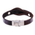 Leather wristband bracelet, 'Unwavering in Dark Brown' - Hand Made Leather and Stainless Steel Wristband Bracelet (image 2e) thumbail