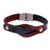 Leather wristband bracelet, 'Unwavering in Red' - Leather and Stainless Steel Wristband Bracelet from Thailand thumbail