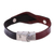 Leather wristband bracelet, 'Unwavering in Red' - Leather and Stainless Steel Wristband Bracelet from Thailand (image 2e) thumbail