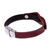 Leather wristband bracelet, 'Unwavering in Red' - Leather and Stainless Steel Wristband Bracelet from Thailand (image 2f) thumbail