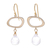 Gold-plated quartz dangle earrings, 'Gold Moon' - Hand Crafted Gold-Plated Quartz Dangle Earrings