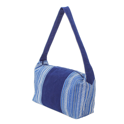 Umhängetasche aus Baumwolle - Handgefertigte Umhängetasche aus blauer Baumwolle