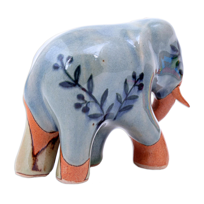 Escultura de cerámica celadón - Escultura de elefante de cerámica celadón hecha a mano