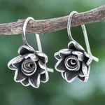 Sterling silver drop earrings, 'Flowers in the Attic' - Sterling Silver Floral Drop Earrings from Thailand