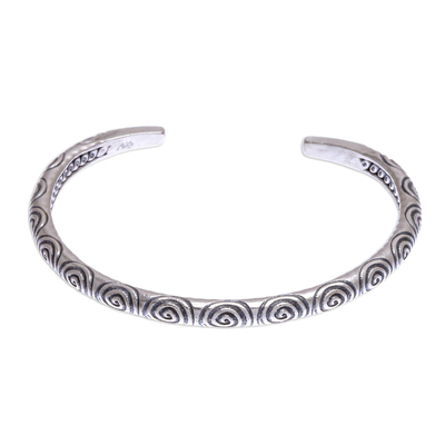 Handmade Karen Silver Spiral Cuff Bracelet