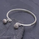 Sterling silver cuff bracelet, 'Bells Ring' - Handmade Sterling Silver Floral Cuff Bracelet