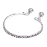 Sterling silver cuff bracelet, 'Bells Ring' - Handmade Sterling Silver Floral Cuff Bracelet