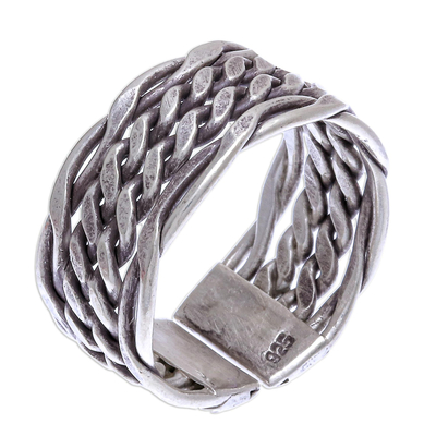 Sterling Silver Woven Band Ring from Thailand