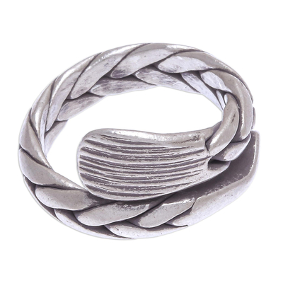 Silver band ring, 'Forever Young' - Oxidized Finish Karen Silver Band Ring from Thailand