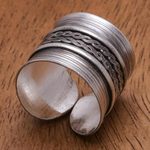 Sterling silver band ring, 'After Hours' - Oxidized Finish Sterling Silver Band Ring