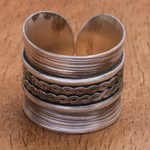 Sterling silver band ring, 'After Hours' - Oxidized Finish Sterling Silver Band Ring
