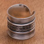 Sterling silver band ring, 'After Hours' - Oxidized Finish Sterling Silver Band Ring