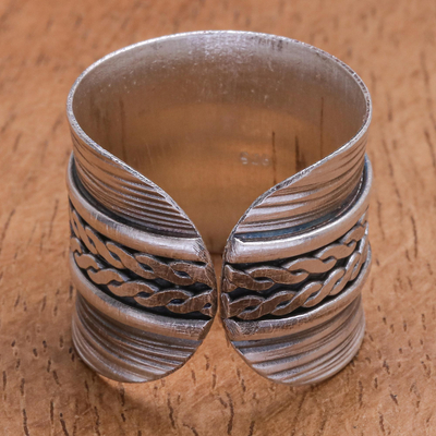 Sterling silver band ring, 'After Hours' - Oxidized Finish Sterling Silver Band Ring