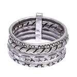Silver band ring, 'On My Mind' - Hand Crafted Karen Silver Band Ring