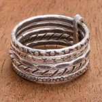 Silver band ring, 'On My Mind' - Hand Crafted Karen Silver Band Ring