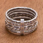 Silver band ring, 'On My Mind' - Hand Crafted Karen Silver Band Ring