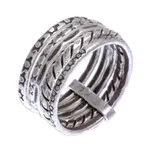 Silver band ring, 'On My Mind' - Hand Crafted Karen Silver Band Ring