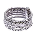 Silver band ring, 'On My Mind' - Hand Crafted Karen Silver Band Ring