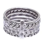 Silver band ring, 'On My Mind' - Hand Crafted Karen Silver Band Ring