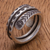 Sterling silver band ring, 'Coiling Leaves' - Hand Made Sterling Silver Leaf and Floral Band Ring (image 2b) thumbail