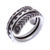 Sterling silver band ring, 'Coiling Leaves' - Hand Made Sterling Silver Leaf and Floral Band Ring (image 2e) thumbail