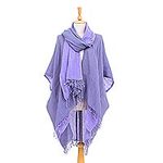 Cotton Kimono and Scarf Set from Thailand, 'Mild Violet'