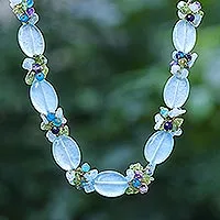 Multi-gemstone beaded necklace, 'Mermaid Treasure'