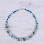 Multi-gemstone beaded necklace, 'Mermaid Treasure' - Hand Threaded Multi-Gemstone Beaded Necklace