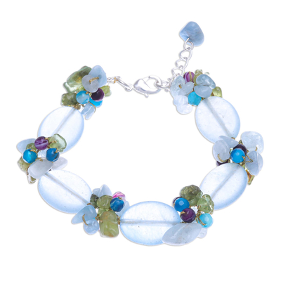 Multi-gemstone beaded bracelet, 'Mermaid Treasure' - Hand Made Multi-Gemstone Beaded Bracelet