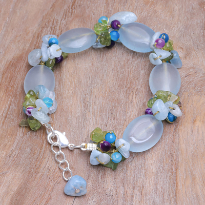 Multi-gemstone beaded bracelet, 'Mermaid Treasure' - Hand Made Multi-Gemstone Beaded Bracelet