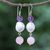 Multi-gemstone dangle earrings, 'Mellow Mood' - Amethyst and Cultured Freshwater Pearl Dangle Earrings (image 2) thumbail
